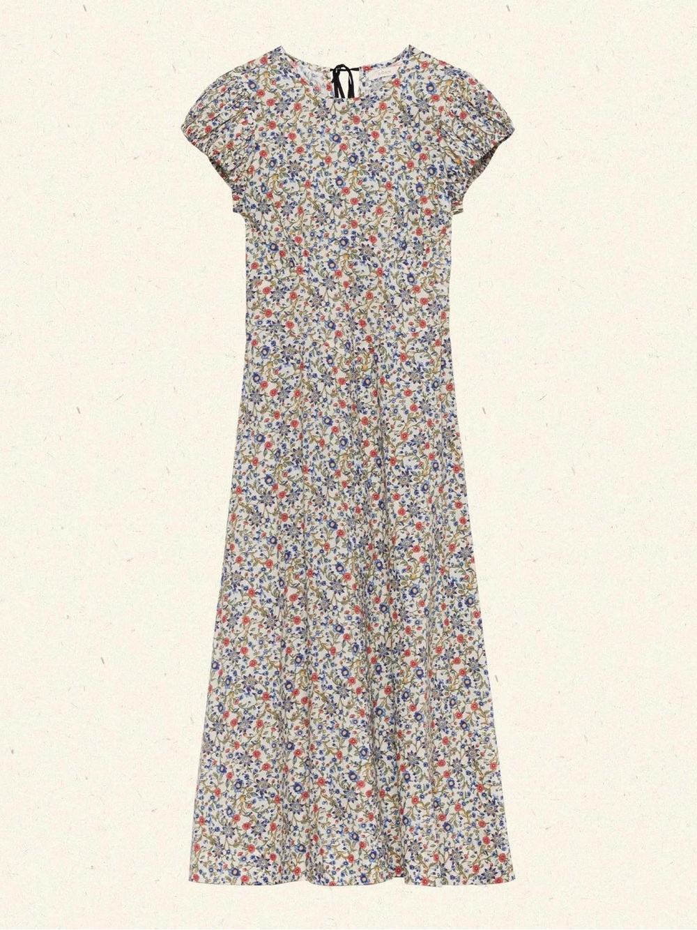 Doen Rhodia Floral Cotton Midi Dress Creme Prairie De Montagne Small